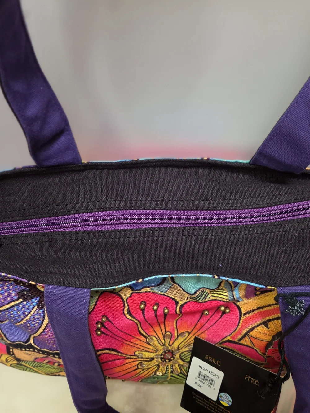 NWT Laurel Burch Floral Medium Tote Purse Bag 14.5 x 4 x 10